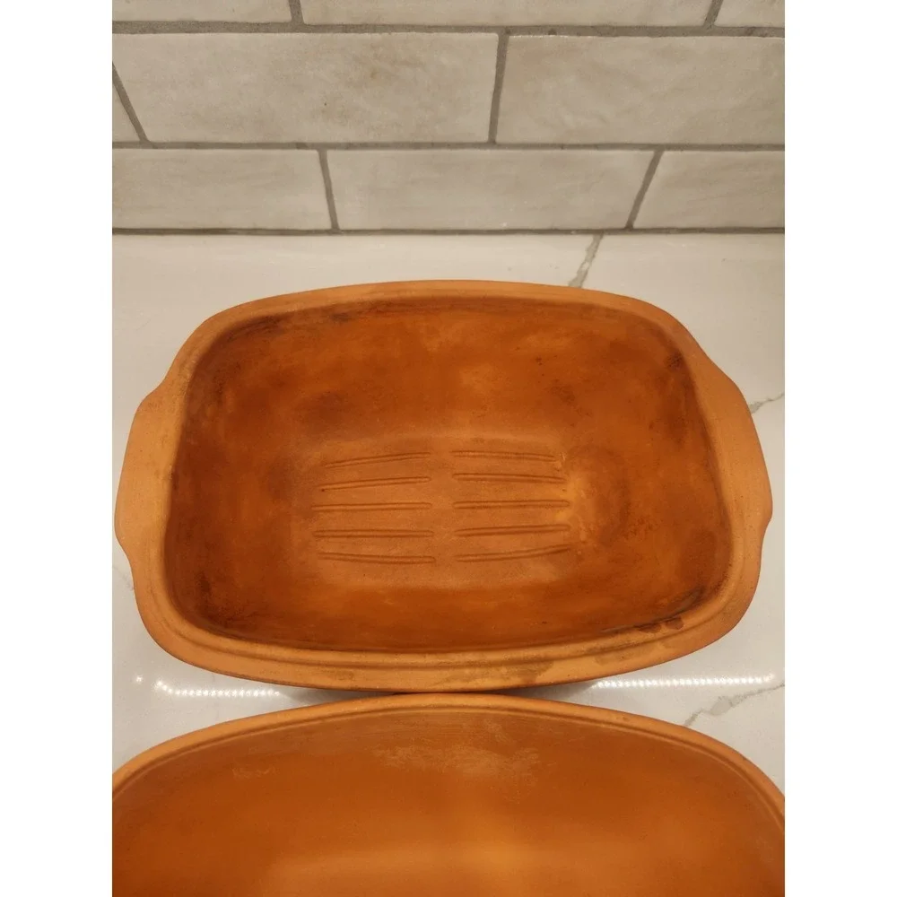 Romertopf Terra Cotta Clay Baker Pot and Lid #110 Made In Germany With Recipes